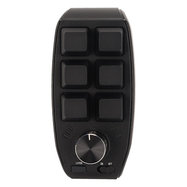 6 Tasters Mini Tastatur med Knott Programmerbar Dobbel Modus Tilkobling Generell Enhånds Mekanisk Tastatur for Gaming Svart
