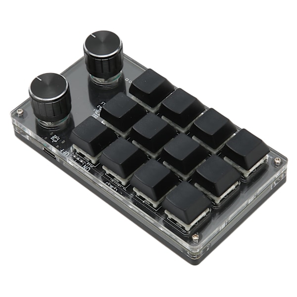 Mini Tastatur 1 Hånds Mekanisk Tastatur Kablet USB Programmerbar Makro 12 Taster 2 Knotter RGB Lys Blå Bryter PC Universal