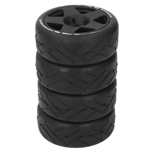 4 STK 1/8 GT RC-hjul Stærkt greb Road Racing-dæk Slidstærke on road-hjul med 17 mm adapter Sort