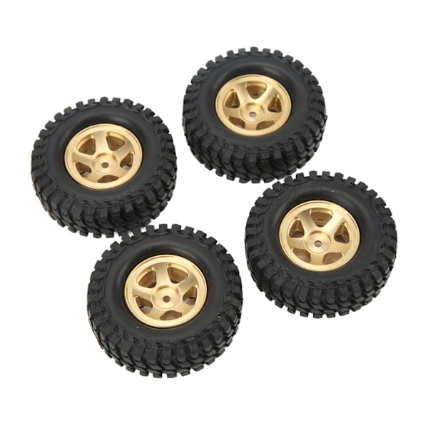 4kpl RC-auton pyörännavat ja rengassarja korvaus messinki pyörännavat ja pehmeät kumirenkaat sarja FCX24 1/24 RC tela-autolle