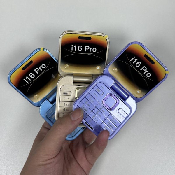 i16 PRO mini flip telefon, enkel och lätt att använda, prisvärd, lätt och portabel blue