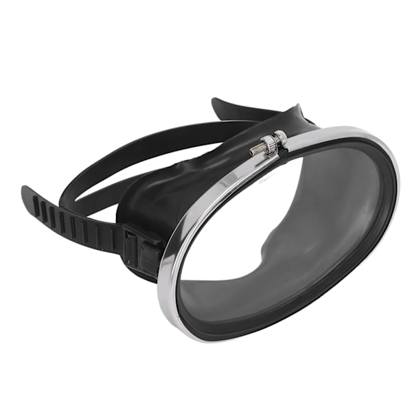 Gratis dykarglasögon HD härdat glas PVC oval form Anti-dimma Enkellins Scuba Goggles for Fisherman Black L