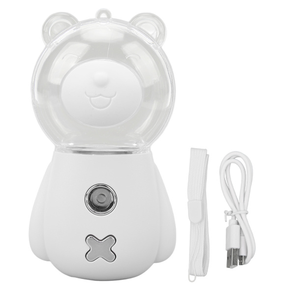 Nano Mist Sprayer Cute Bear Shape 300ML USB Luftfuktare Hudfuktande Facial Mister med Timing Vit