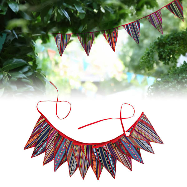 Vimpel Banner Etnisk stil Färgglad Utsökt Mönster Triangel Flagga Bunting Camping Party Vimpeldekoration