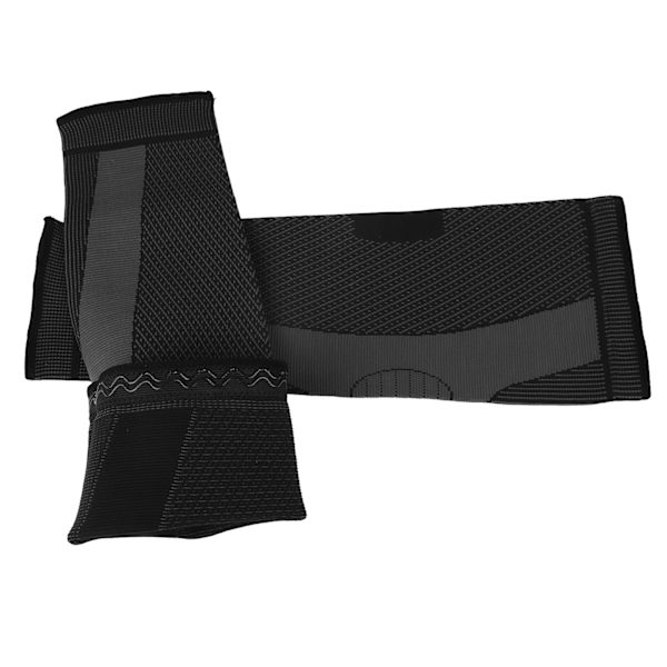 1 par sportknäskydd förlängda stickade tryckskydd Andas 2 korrugerade mönster Svart M 44cm