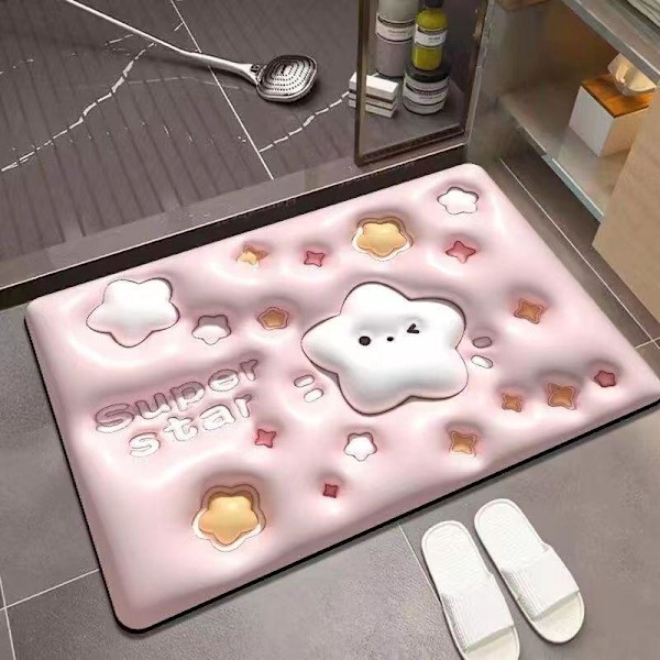 Sarjakuvamainen söpö 3D-laajennettu piilevä muta lattiamatto kylpyhuoneen oven imukykyinen helppo kuivata ovimatto kodin kylpyhuoneen liukuestematto