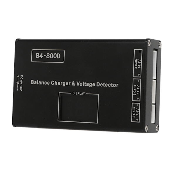 Batteri Litium Lipo balanceoplader Aluminiumlegering Batteribalanceoplader med spændingsdisplay til 2‑4S batteri