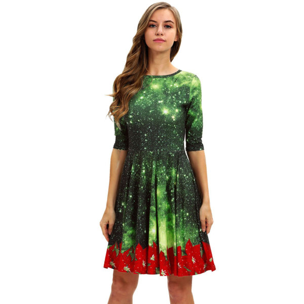 Julklänning med print för kvinnor 3 M