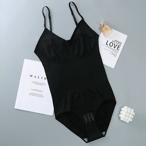 Bodysuit for kvinner, magekontroll, sexy, ermeløse topper, shapewear, kroppsformer for kvinner, justerbare spaghettistropper, tanktopp black L