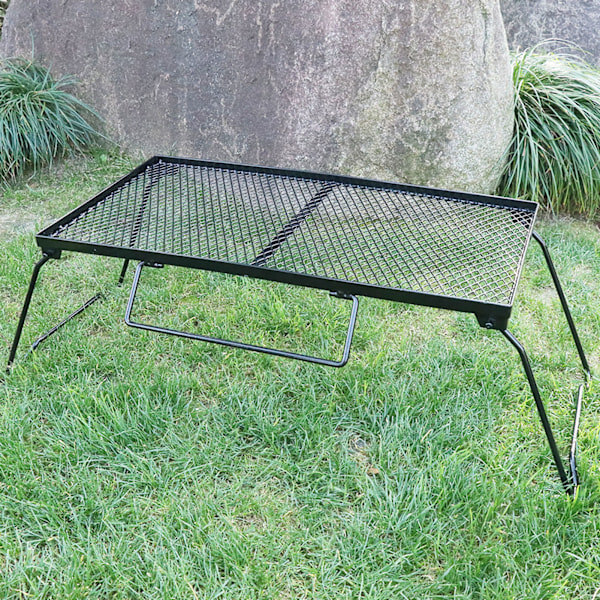 Camping Mesh Bord Sammenklappeligt Bærbart Jern Udendørs Netbord til Picnic Grill Havefest Simpelt Meshbord