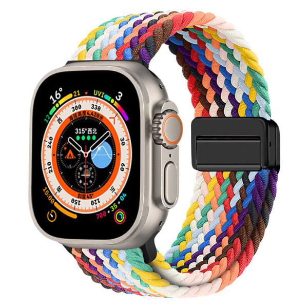 Velegnet til iwatch8 urrem 9 apple watch applewatch nylonflettet magnetisk spænde åndbar 3