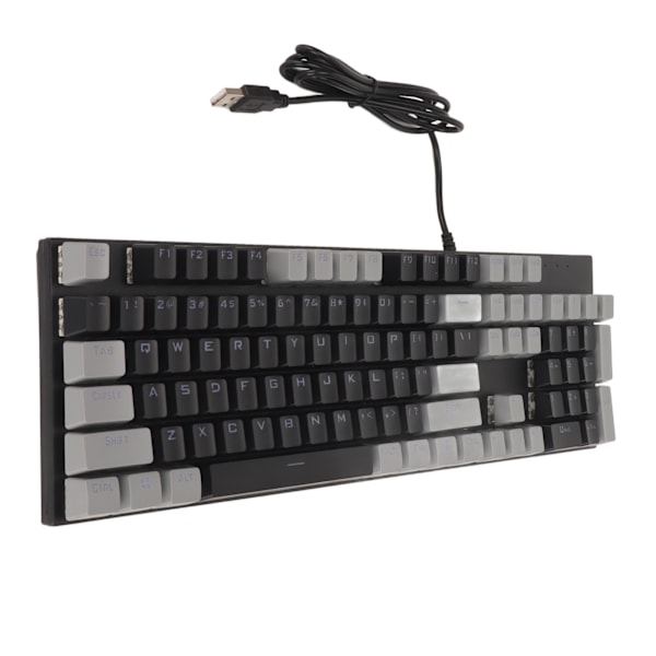 104 Tasters Mekanisk Gaming Tastatur 28 Bakgrunnsbelysningsmoduser Blå Bryter Plug and Play RGB Kablet Datamaskintastatur for Windows for Linux Svart Grå