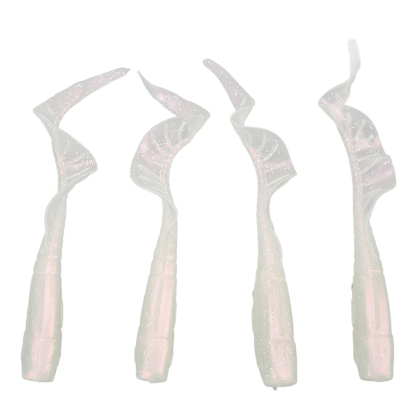4 stk Fiskesluk Simulering Fiskeagn Naturtro PVC for ferskvannsbass Mandarin Fisk Hvit