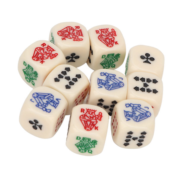 20 stk. 6-sidede terninger Standard spil terninger Vandtætte runde hjørne terninger til brætspil Beige