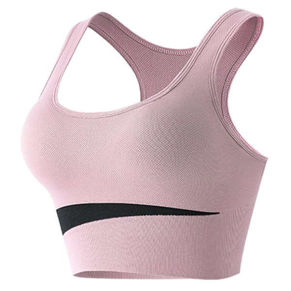 Sport-BH Nylon Andas Hudvänlig U-formad stålring Free Running Gym Atletisk BH för kvinnor Rosa M