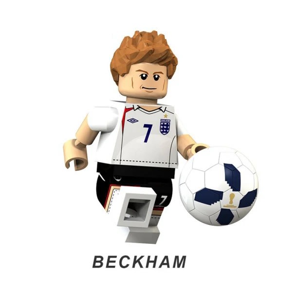Fodboldstjernestatue VM bevægelig figur samlet byggeklods minifigurlegetøj Beckham