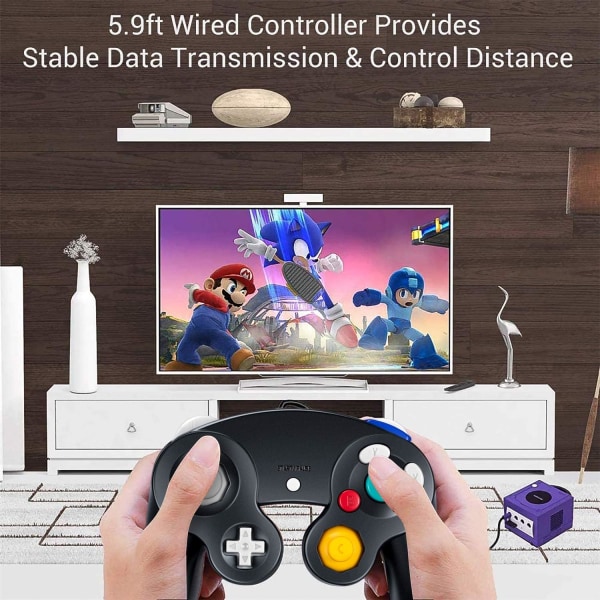 Ave Gamecube Controller, Wired Controllers Classic Gamepad 2 Pack Joystick til Nintendo og Wii Console Game Remote Silver