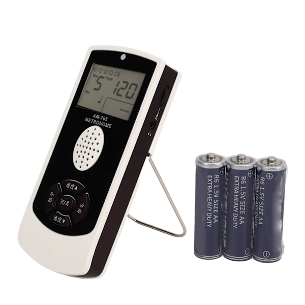 Vit Elektronisk Metronom 1800 mah LCD Digital Display Universal Gitarr Piano Saxofon Vocal Metronome