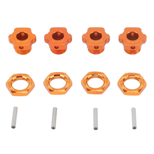 4STK 17mm Hex Hjulnav Adapter Aluminiumslegering Oransje Hex Drive Nav Adapter for ZD Racing 9116 08427 1/8 RC Bil