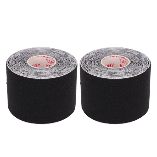 2 stk. Atletisk Kinesiologi Tape 5 cm Bredde 5 m Længde Muskel Sticker Beskytter til Fitness Badminton Sort