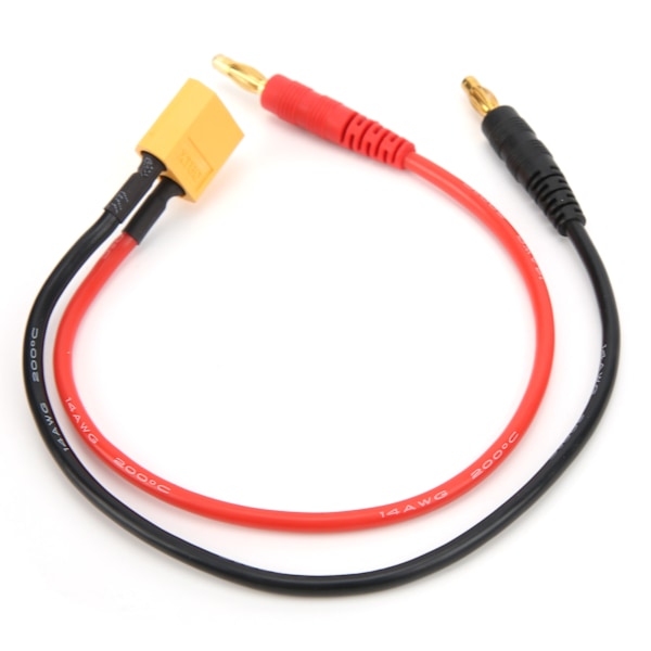 RC batteriladdarkabel: XT60 til 4,0 mm bananplugg, 14AWG, 22 cm