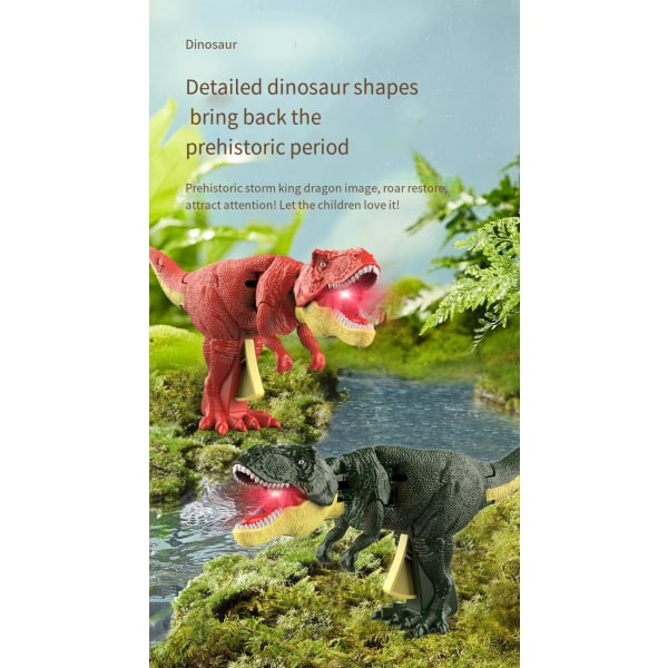 Populære dinosaurleker på TikTok, trykk dinosaur leker, 3 typer dinosaurer, lyd, lys modell, T-Rex modell vibrerende hode og hale dinosaur-AA