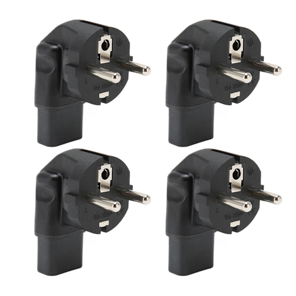4 stk. EU 4,8 mm til IEC320 C13 Konverter 90 Graders Strømstikadapter til Laptop Strømadaptere EU Stik 100‑250V
