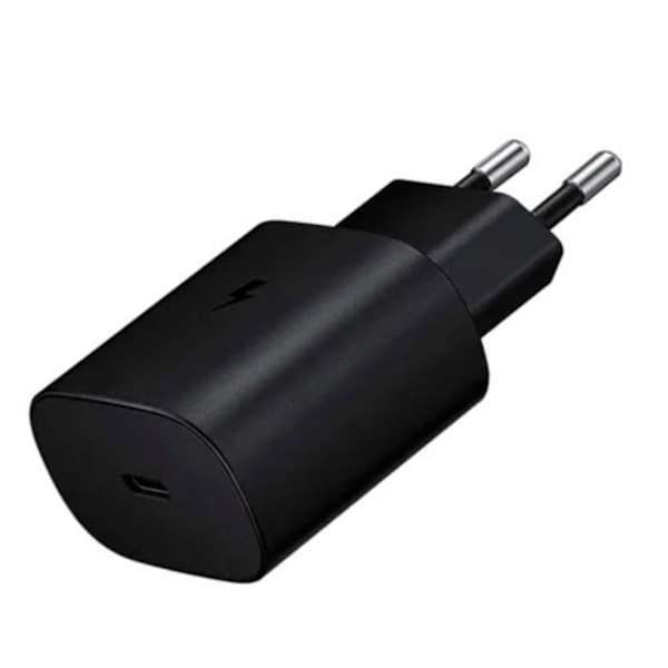 Type C 25W PD-lader 25W Mobiltelefonlader for Samsung Note 20 Telefon EU-kontakt Svart