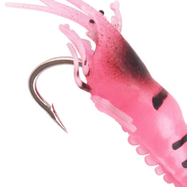 10st konstgjorda räkor fiskebete PVC med krokfiske lockar Räkor för fiskeentusiaster Rosa