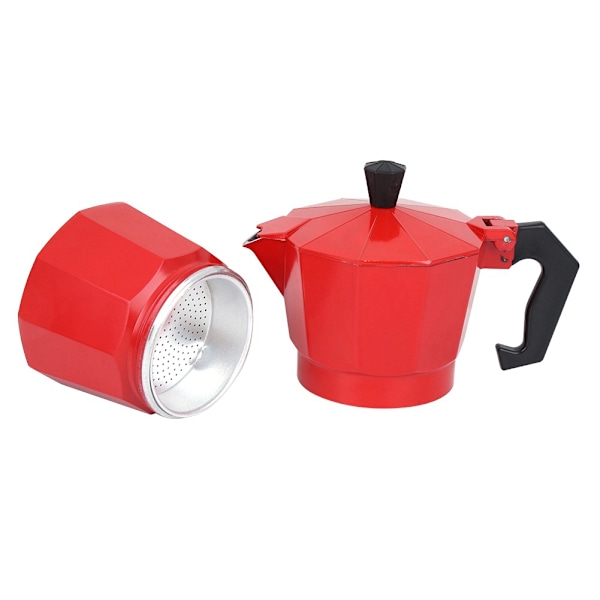 Aluminium Kaffemaskin Moka Pot - 300ML, 6-Kopps Kapacitet - Röd