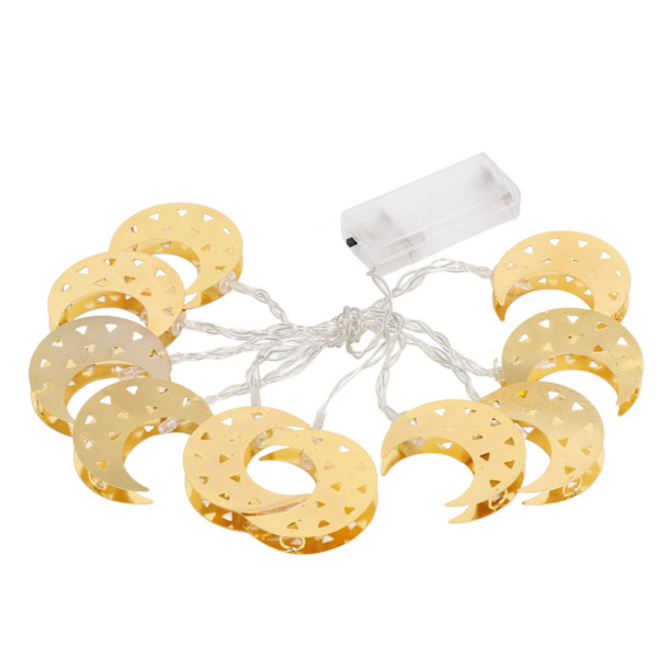 10LED Lys Måne Lys String Batteridrevet Smedejern Måne Fairy Lights til Fest Festival dekorationer Varm hvid