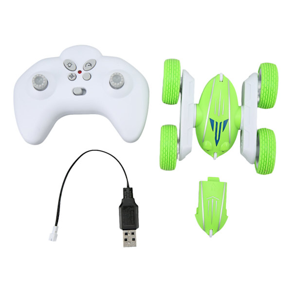 2,4 GHz Stunt RC Bil 360° Rotation Anti Kollision Fjernbetjening Elektrisk Mini Dobbeltsidet Stunt Bil Grøn