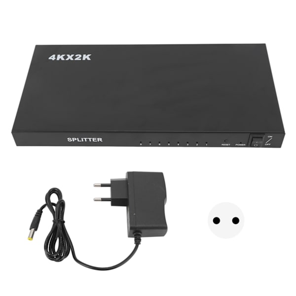 4K HD Splitter Composite Video Distribution 1 In 8 Out AC 100V-240V Ljud Video Splitter för DVD STB-spelkonsoler EU-kontakt
