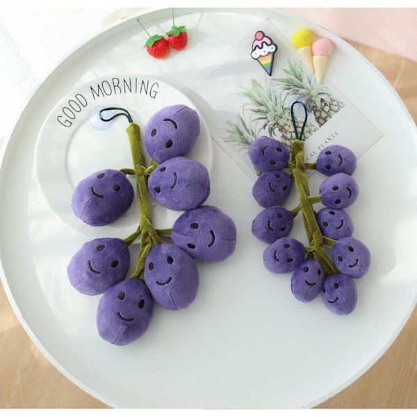 Jelly Grapes Plyschleksak Nyckelring - Realistisk Röd/Grön/Svart Druva Väskberlock, Mjuk Plysch Fruktdekoration (Sött Simuleringsfrukttillbehör)