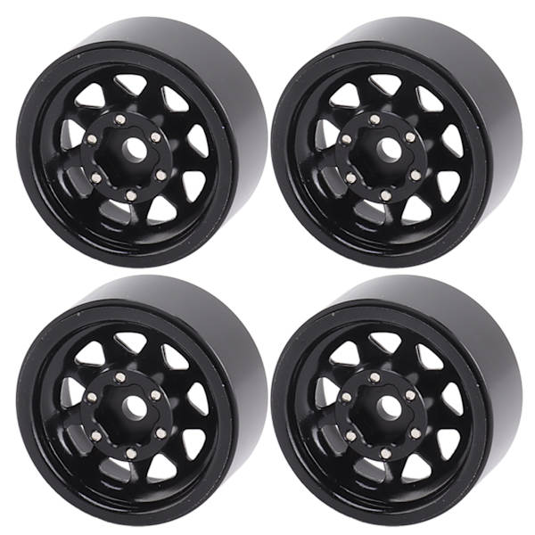 4 stk Beadlock-hjul 1-i dypt spor Universal for Traxxas ATV RC Bildeler med skruer Svart