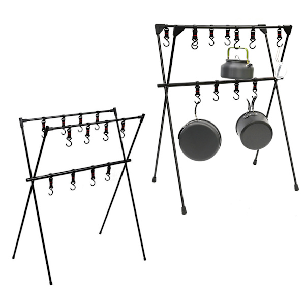 Camping Hängställning Aluminiumlegering Dubbellager Multifunktionellt stativ Utomhusställ Verktyg Svart S Svart