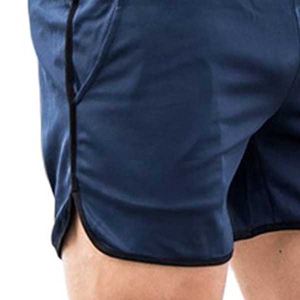 Sportshorts för män, snabbtorkande nättyg, sportshorts för män, stängning med dragsko Träningskort löparkort för män Marinblå M