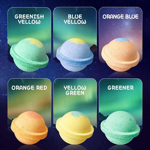 6 st 120g Planet Badbombs Presentförpackning Rengörande Kroppsbadbomber Exfolierar, Tar Bort Död Hud, Förminskar Porer