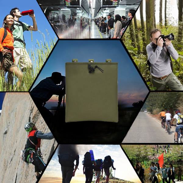 Utomhus Molle Dump Magazine Pouch Stor Molle Recovery Bag Dragstring Utility Pouch Bag för Vandring Reser OD Grön