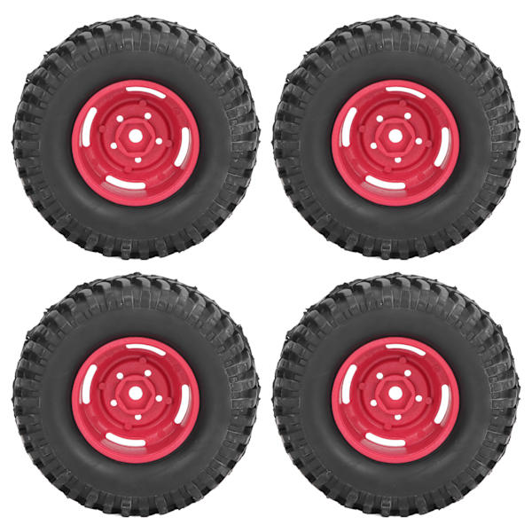 4 KPL RC pyörät ja renkaat 1,9 tuumaa Kumi Muovi 100 mm Halkaisija Universaali RC Rengassarja Vaihto Kiipeilyauto Punainen