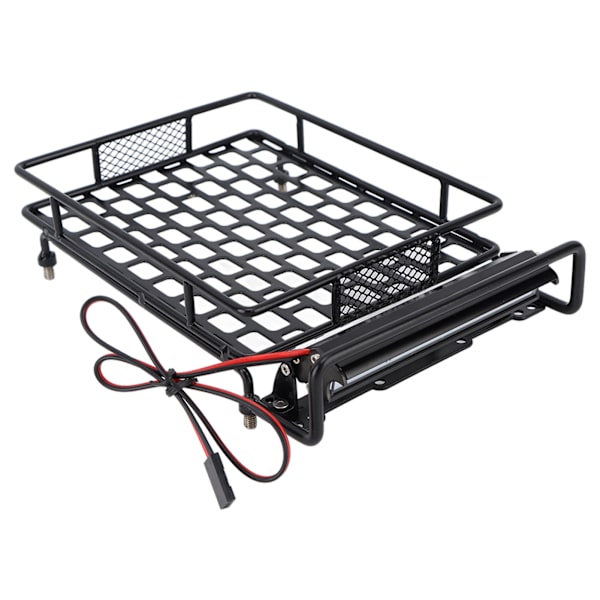 RC CAR TACH RACK Musta Rauta Kestävä RC Kattoteline 8 LEDillä Valkoinen Valo