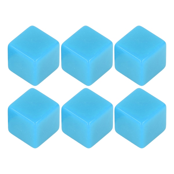 6st Blank tärningsuppsättning rätvinklig plast hexaedriska kuber Klassrumsbrädspel DIY Math Counting Undervisningsfest Gunst Kul Blå