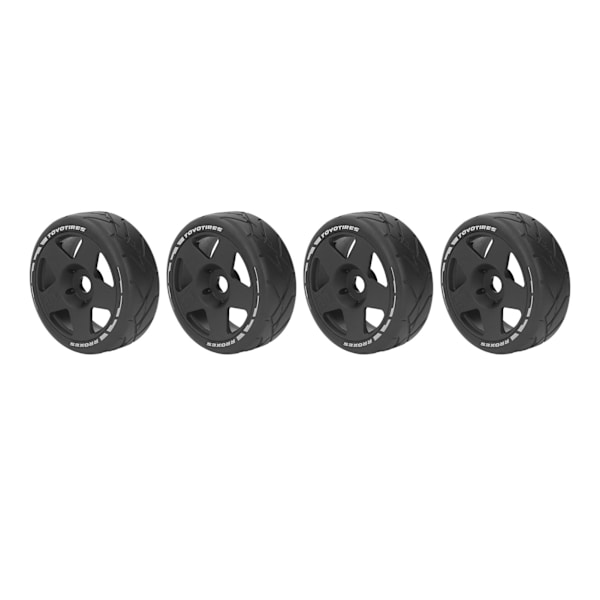 4 KPL 1/8 GT RC-pyörät Vahva pito Maantiekilpa-ajorenkaat Kestävät maantiepyörät 17 mm adapterilla Musta