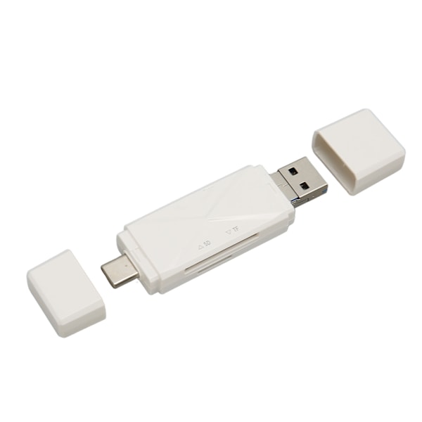 3 i 1 USB-kortlæser til lagerkort USB C USB 3.0 MICRO USB Bærbar lagerkort hukommelseskortlæser med 3 stik Hvid