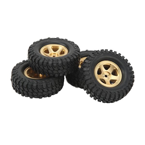 4kpl RC-auton pyörännavat ja rengassarja korvaus messinki pyörännavat ja pehmeät kumirenkaat sarja FCX24 1/24 RC tela-autolle