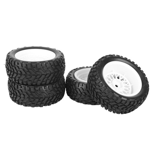 4 stk. RC hjuldæk Plast Gummi Slidstærk Stabil Bedre vejgreb 1/10 Gummi Hjul Dæk til 1/10 Racing Car Hvid