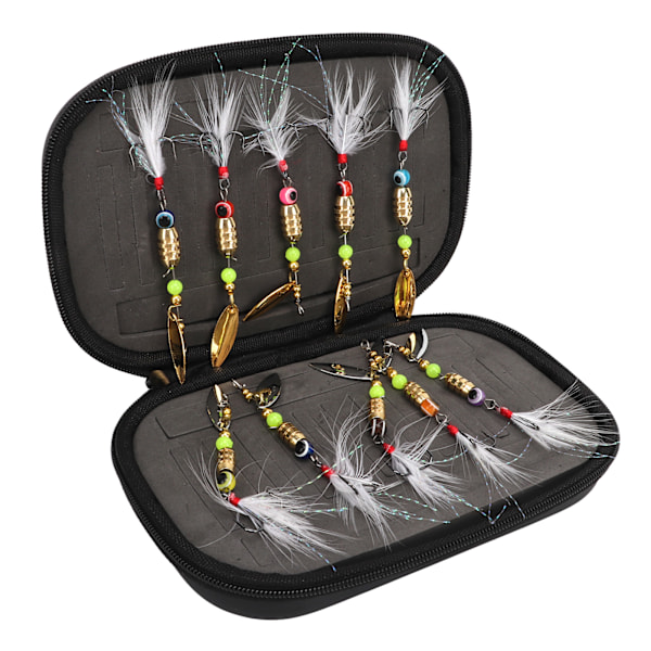 10 st Fiskedrag Gear Kit Fjäderkrok Ljus färg Saltvattenbeständig Paljettrotation Fiskedrag