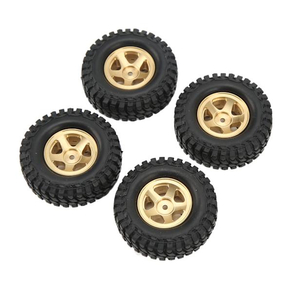 4kpl RC-auton pyörännavat ja rengassarja korvaus messinki pyörännavat ja pehmeät kumirenkaat sarja FCX24 1/24 RC tela-autolle