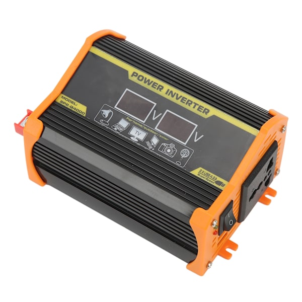 Modifierad sinusvågsomvandlare 300W bilströmväxelriktare DC 12V till 220V AC-omvandlare med dubbel USB-spänningsskärm Svart