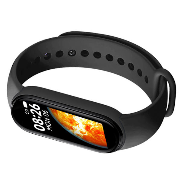 M7 Smart Armband Multifunktion Silikon Dynamisk Färg Storskärm Fitness Watch Band för Puls Sömnövervakning Svart